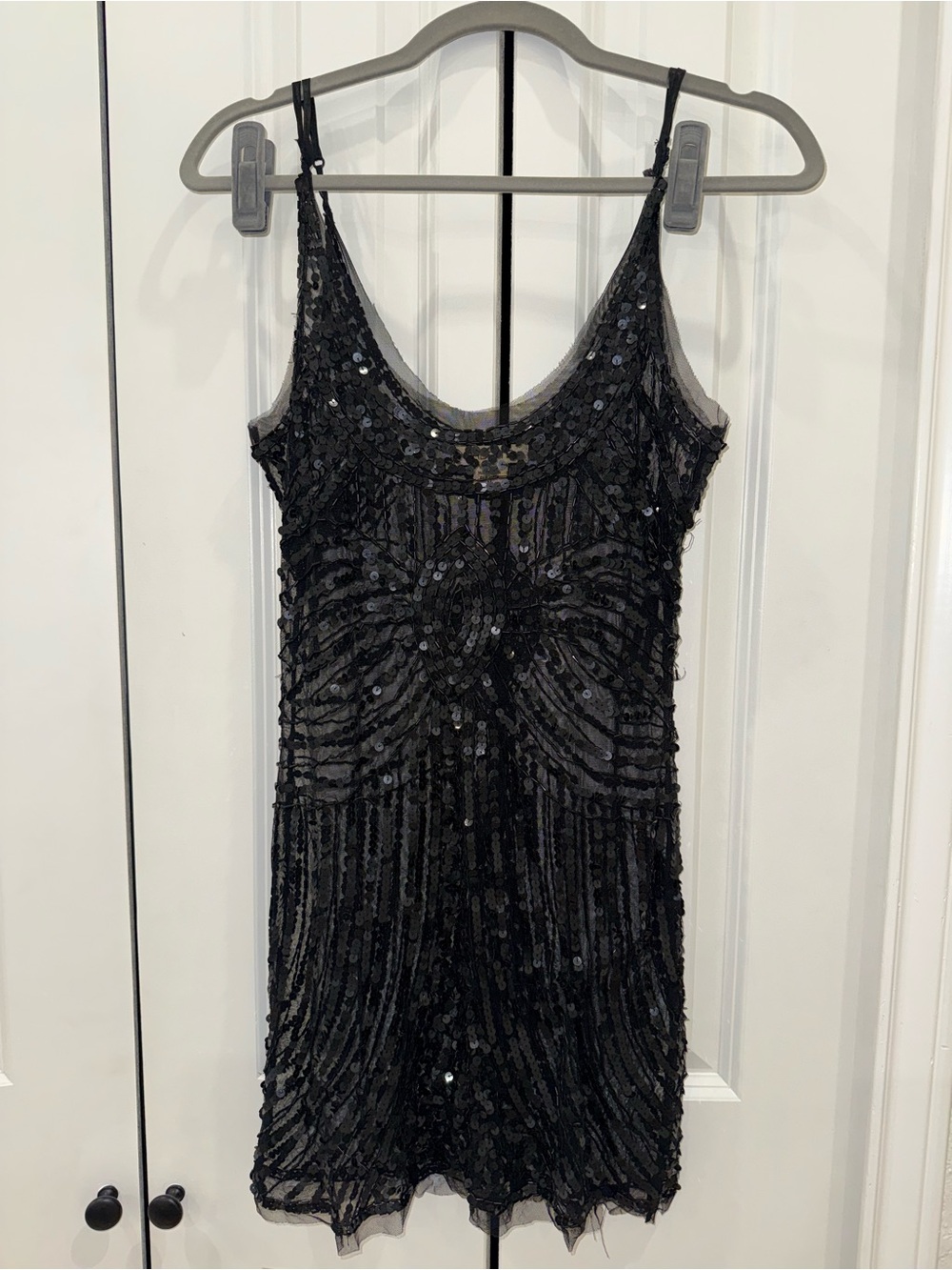 Arden B Black Sequined Mini Slip Dress